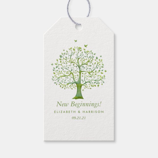 Baum des Lebens, Elegante Hochzeit-Gefallen Geschenkanhänger (Vorderseite)