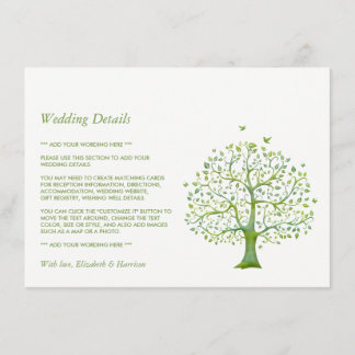 Baum des Lebens, Elegante Hochzeitsdetails Begleitkarte
