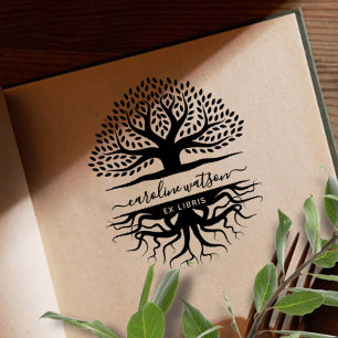 Baum des Lebens Ex libris Gummistempel