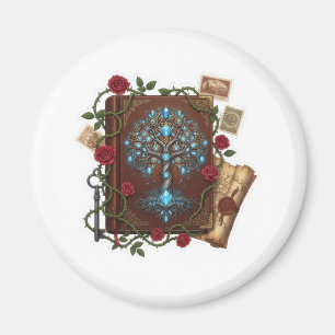 Baum des Lebens Fantasy-Zauberbuch-Design Magnet