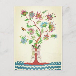 Baum des Lebens. Flora und Fauna Feiertagspostkarte