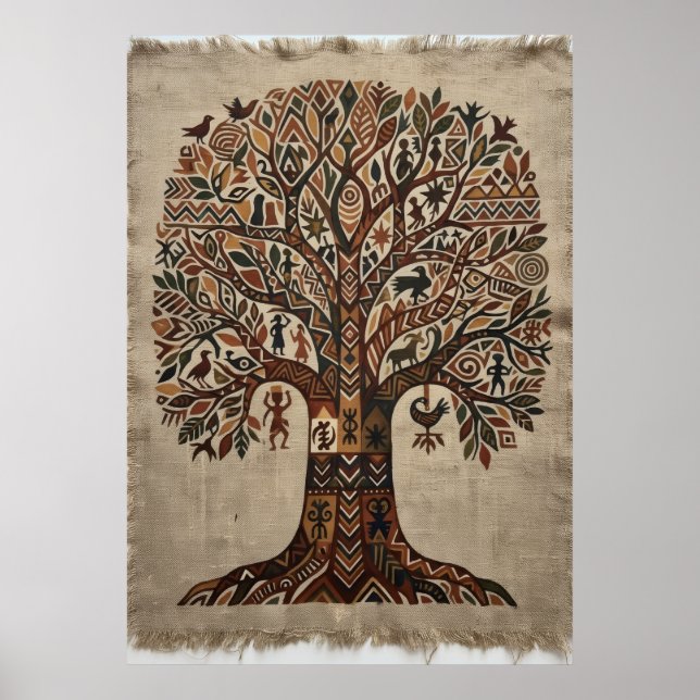 Baum des Lebens - Folklore-Kunstposter | Kalamkari Poster (Vorne)