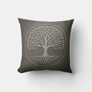 Baum des Lebens Graue Kissen Heilige Geometrie
