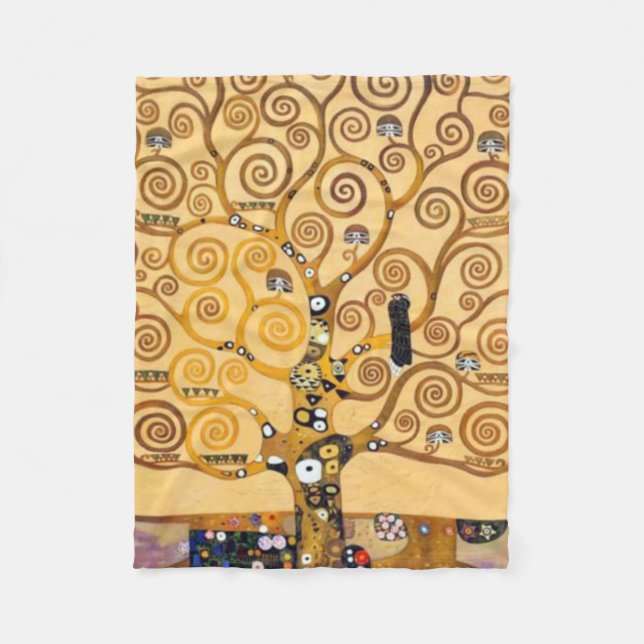 Baum des Lebens Gustav Klimt Fleecedecke (Vorderseite)