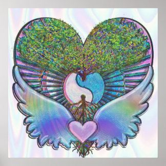 Baum des Lebens, Herz, Engel Wings, Yin Yang Poster