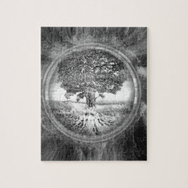 Baum des Lebens Hoffnung Schwarz-weiß Puzzle