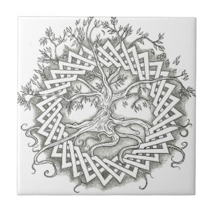 Baum des Lebens im keltischen Entwurf Fliese