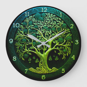 Baum des Lebens in grüner, großer Uhr