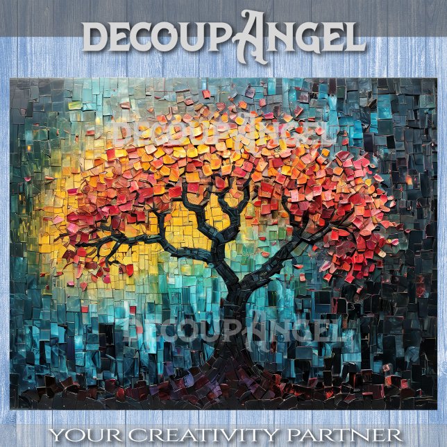 Baum des Lebens in Mosaik Art-Decoupage- Seidenpapier (Von Creator hochgeladen)