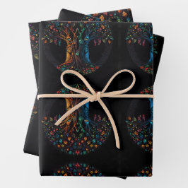 Baum des Lebens in voller gläserner Mosaikfarbe Geschenkpapier Set