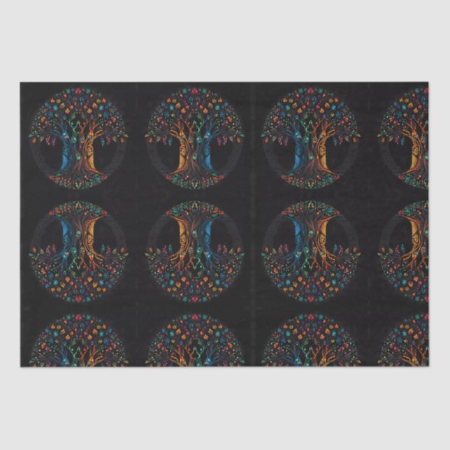 Baum des Lebens in voller gläserner Mosaikfarbe Seidenpapier (Vorderseite)