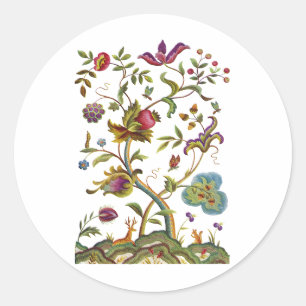 Baum des Lebens Jacobean Stickerei Runder Aufkleber