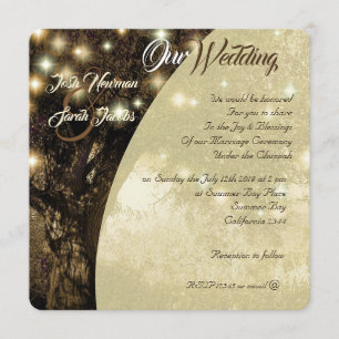 Baum des Lebens Jüdische Nachtlichthochzeit Einladung