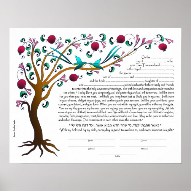 Baum des Lebens Ketubah, leer Poster (Vorne)