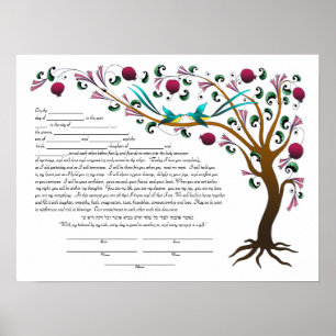 Baum des Lebens Ketubah & Vows in Jewel Töne (R) Poster