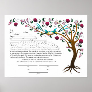 Baum des Lebens Ketubah & Vows in Jewel Töne (R) Poster