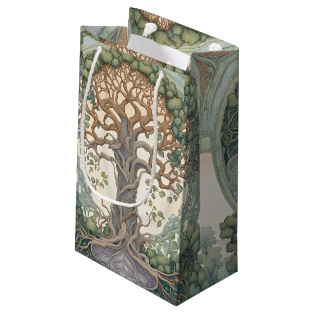 Baum des Lebens Kleine Geschenktüte (Rückseite Schrägansicht)