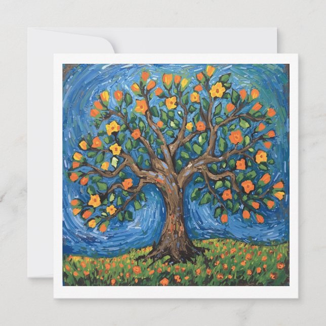 Baum des Lebens Kunstwerk, keltisch Einladung (Vorderseite)