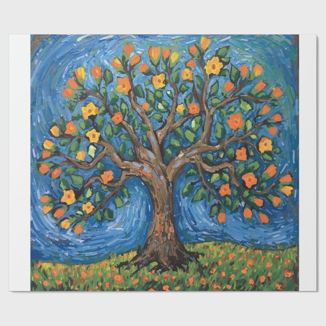 Baum des Lebens Kunstwerk, keltisch Geschenkpapier (Flach)
