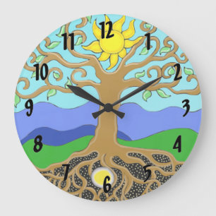 Baum des Lebens Mandala Große Wanduhr