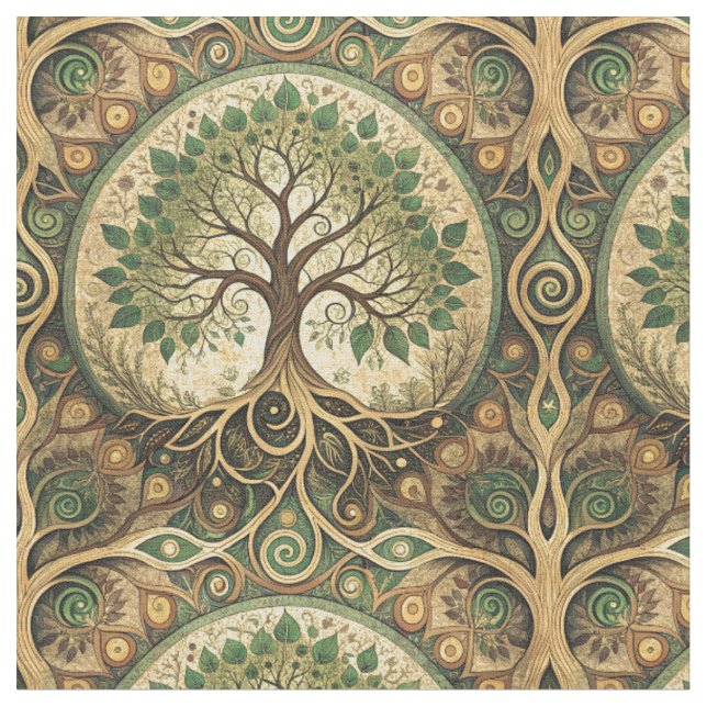 Baum des Lebens Mandala Spirituelles Designmuster  Stoff (Nahaufnahme)