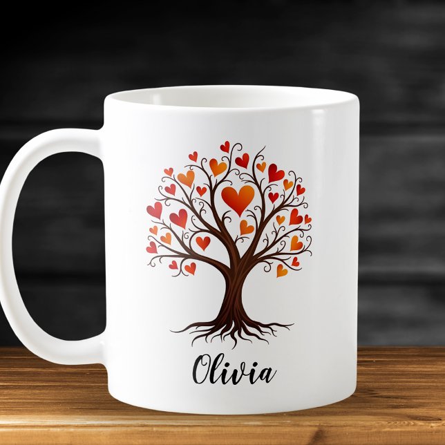 Baum des Lebens mit herzförmigen Blättern Kaffeetasse (Von Creator hochgeladen)