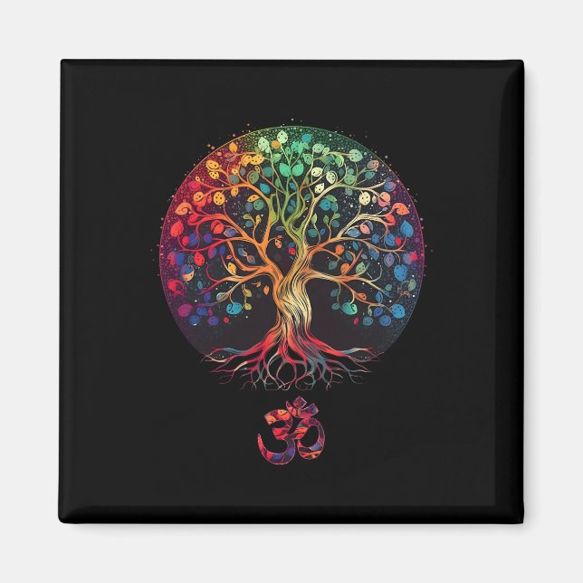 Baum des Lebens mit Om-Symbol Yoga  Magnet (Vorne)