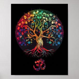 Baum des Lebens mit Om-Symbol Yoga Poster