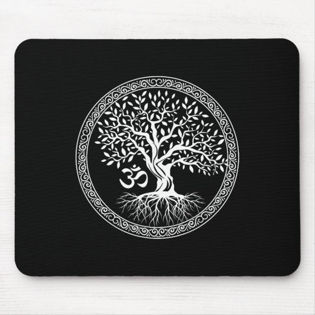 Baum des Lebens mit Om-Symbol Yoga Zen Meditation  Mousepad (Vorne)