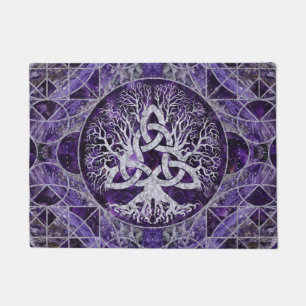 Baum des Lebens mit Triquetra Amethyst und Silber Fußmatte