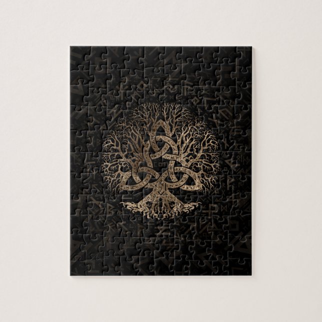 Baum des Lebens mit Triquetra auf Futhark Muster Puzzle (Vertikal)