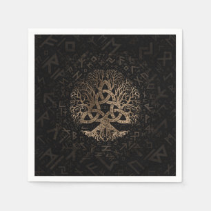 Baum des Lebens mit Triquetra auf Futhark Muster Serviette