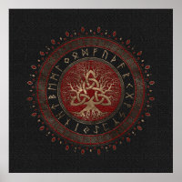 Baum des Lebens mit Triquetra Schwarzes Leder