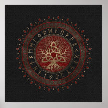 Baum des Lebens mit Triquetra Schwarzes Leder