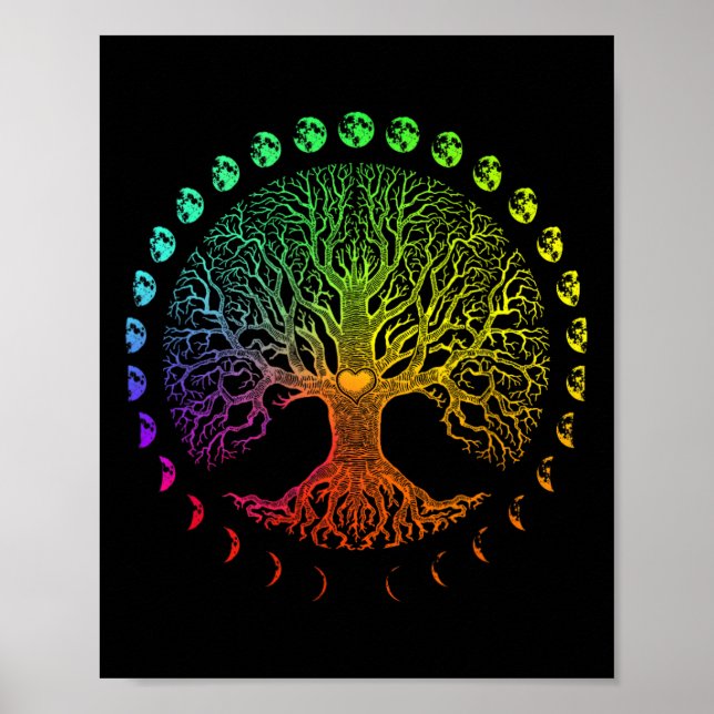Baum des Lebens Mondphasen Geschenk  Poster (Vorne)