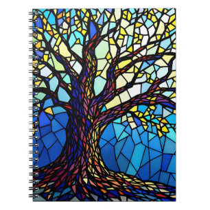 Baum des Lebens Mosaik aus zersplittertem Glas Notizblock