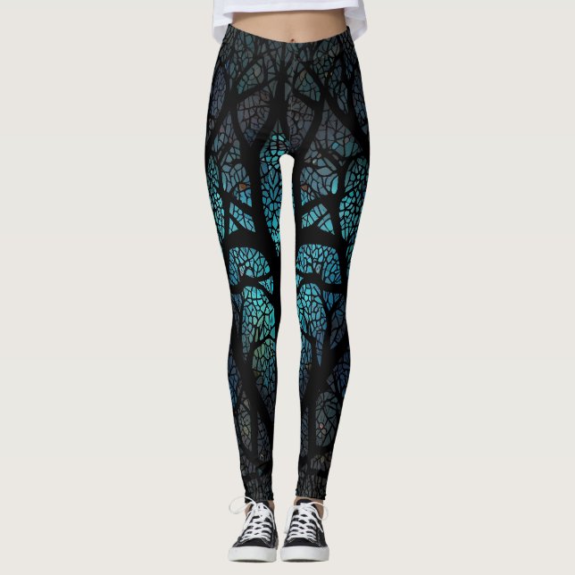 Baum des Lebens - Mosaik des Mystischen Waldes Leggings (Vorderseite)