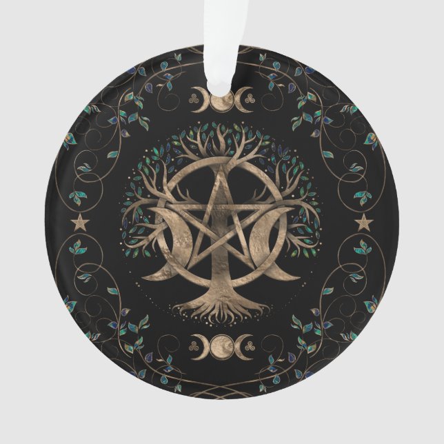 Baum des Lebens Pentagram Mond Ornament (Vorderseite)