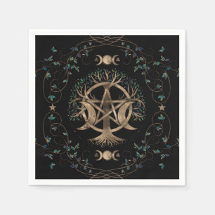 Baum des Lebens Pentagram Mond Ornament Serviette