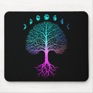 Baum des Lebens Phasen des Mondes Vintage Retro Yo Mousepad