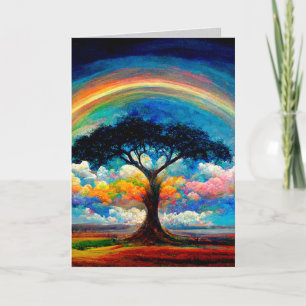 Baum des Lebens Regenbogen Glückwunschkarte/Notizk Karte