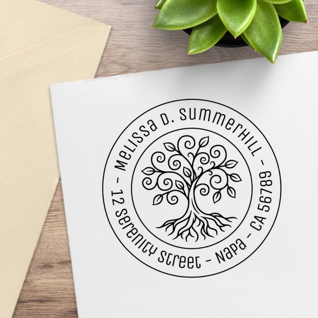 Baum des Lebens runde Adresse V2 Gummistempel (Von Creator hochgeladen)
