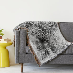 Baum des Lebens - Spiralen Blätter Grunge Stil 1 Decke