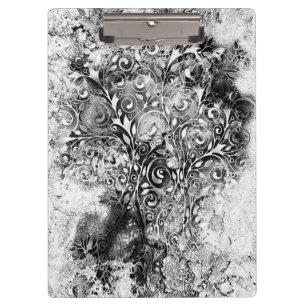 Baum des Lebens - Spiralen Blätter Grunge Stil 1 Klemmbrett