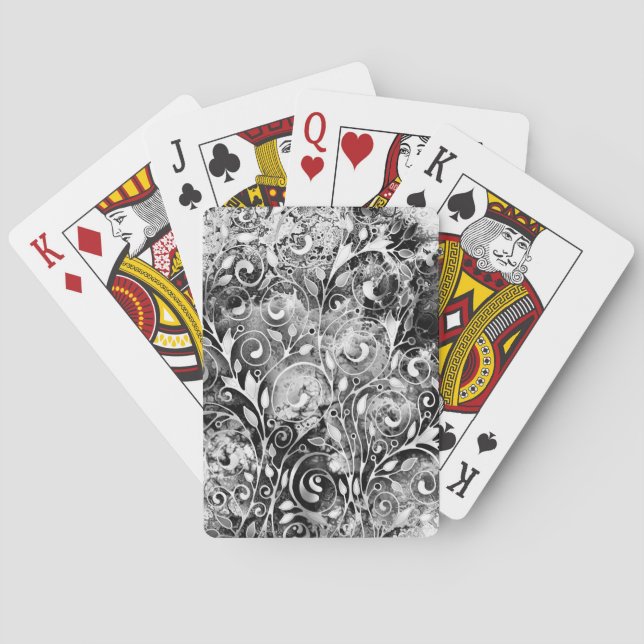 Baum des Lebens - Spiralen Blätter Grunge Stil 1 Spielkarten (Rückseite)