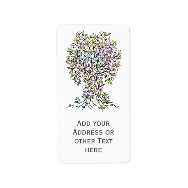 Baum des Lebens - Spiralen Blätter Obst 1 Adressaufkleber (Vorne)