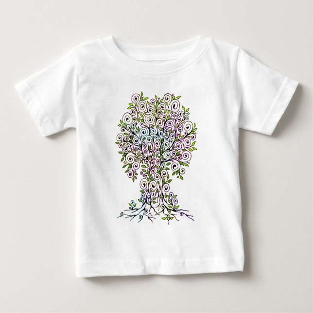 Baum des Lebens - Spiralen Blätter Obst 1 Baby T-shirt (Vorderseite)