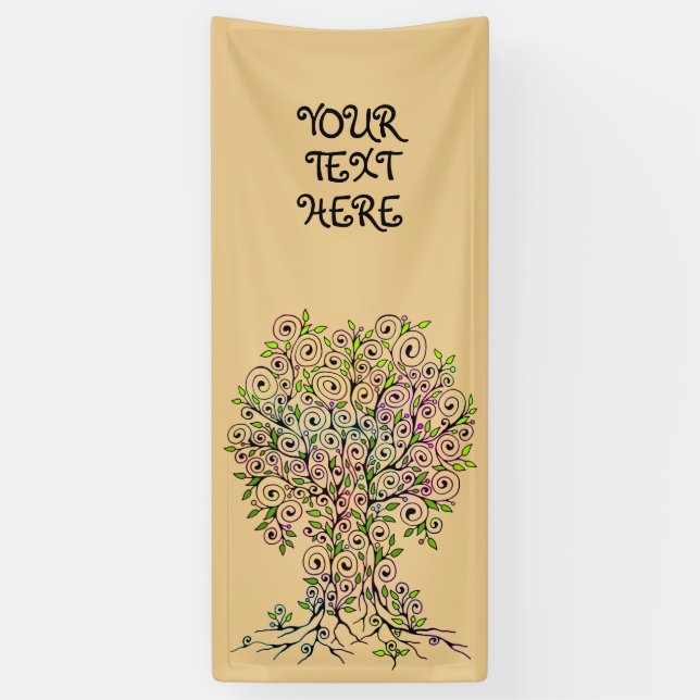 Baum des Lebens - Spiralen Blätter Obst 1 Banner (Vertikal)