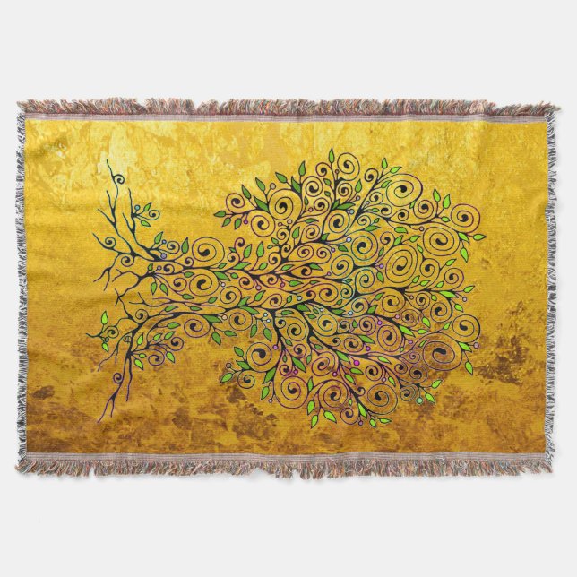 Baum des Lebens - Spiralen Blätter Obst 1 Decke (Vorderseite)