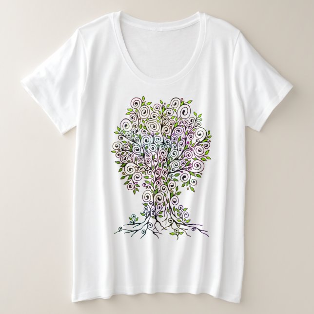 Baum des Lebens - Spiralen Blätter Obst 1 Große Größe T-Shirt (Design vorne)